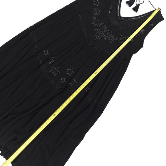 SOMEDAYS LOVIN Whimsigoth Boho Fairy Witchy Midi Dress Star Embroidered XS Black - Picture 4 of 9